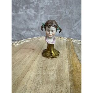 Vintage Porcelain Benacchio Boy and Girl Head On Stand